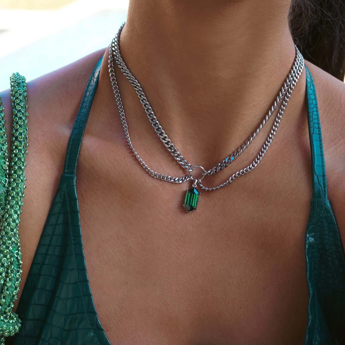 Crystal Double Chain Choker